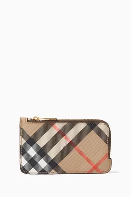 Buy Burberry Neutral Somerset Card Holder in Checked Canvas For Women Online Ounass Bahrain
