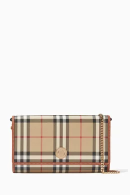 Buy Burberry Neutral Hannah Chain Wallet in Check Canvas For Women Online Ounass Bahrain