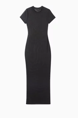 Buy Good American Black Maxi T shirt Dress in Mesh For Women Online Ounass Bahrain