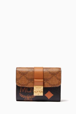 Buy MCM Black Small Tracy Trifold Wallet in Visetos Canvas For Women Online Ounass Bahrain