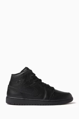 Buy Jordan Black Air Jordan 1 Mid Sneakers in Leather For Men Online Ounass Bahrain