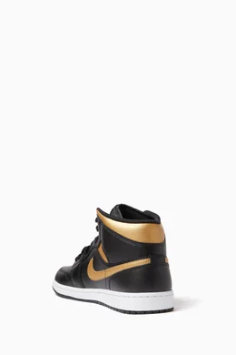 Buy Jordan Black Air Jordan 1 Mid Sneakers in Leather For Men Online Ounass Bahrain