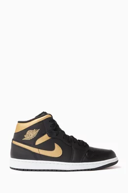 Buy Jordan Black Air Jordan 1 Mid Sneakers in Leather For Men Online Ounass Bahrain