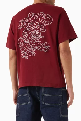 Buy KENZO Burgundy Kenzo Star Tiger Embroidered Oversized T shirt in Cotton For Men Online Ounass Bahrain