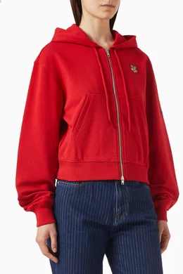 Buy KENZO Red Lucky Tiger Embroidered Zip up Hoodie in Cotton For Women Online Ounass Bahrain