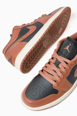 Buy Jordan Brown Air Jordan 1 Low top Sneakers in Leather For Women Online Ounass Bahrain