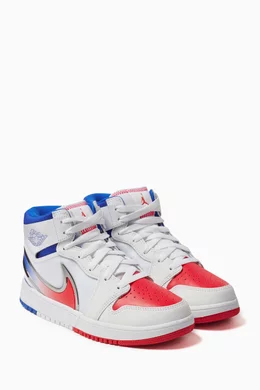 Buy Nike White Junior Jordan 1 Mid RM EasyOn Sneakers in Leather For Boys Online Ounass Bahrain