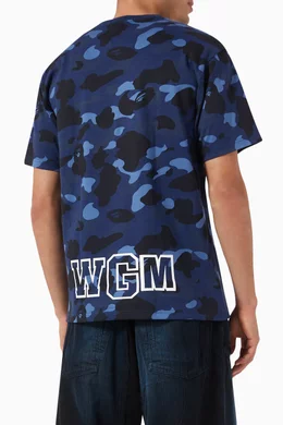 Buy A Bathing Ape Blue Camo Shark T shirt in Cotton For Men Online Ounass Bahrain