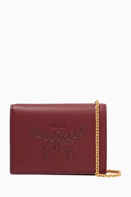 Buy MCM Burgundy Small Himmel Chain Wallet in Leather For Women