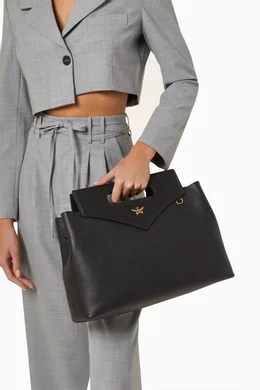 Buy MCM Black Large Soft Diamond Tote Bag in Grained Leather For Women Online Ounass Bahrain