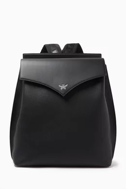 Mcm black leather backpack online