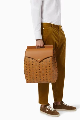 Buy MCM Brown Medium Diamond Backpack in Visetos Leather Blend For Men Online Ounass Bahrain