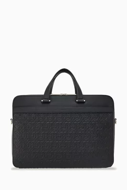 Buy Ferragamo Black Gancini Business Bag in Embossed Leather For Men Online Ounass Bahrain