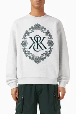 Buy Kith Grey Floral Lace Nelson Crewneck Sweatshirt in Cotton Fleece For Men Online Ounass Bahrain