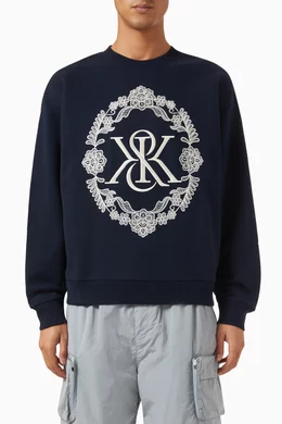 Buy Kith Blue Floral Lace Nelson Quarter Zip Sweatshirt For Men Online Ounass Bahrain