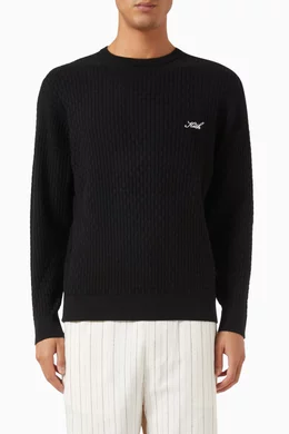Buy Kith Black Tilden Crewneck Sweater in Cotton Knit For Men Online Ounass Bahrain