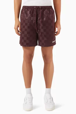 Buy Kith Red Checkered Collins Swim Shorts in Satin For Men Online Ounass Bahrain