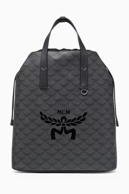 Buy MCM Grey Medium Himmel Backpack in Lauretos Monogram Canvas For Men Online Ounass Bahrain
