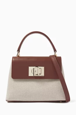 Buy Furla Brown 1927 Mini Top handle Bag in Canvas Leather For Women Online Ounass Bahrain