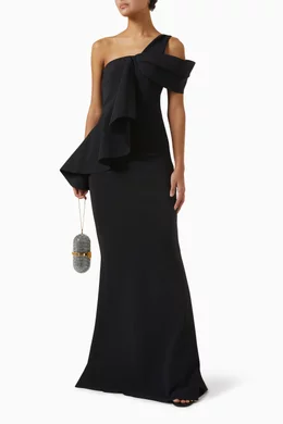 Buy Chiara Boni La Petite Robe Black Ardena Peplum Gown For Women Online Ounass Bahrain
