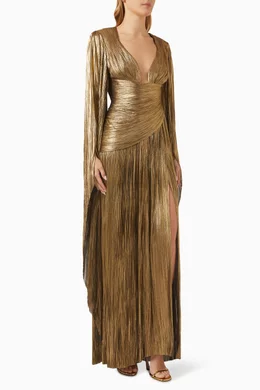 Buy Maria Lucia Hohan Gold Zaira Draped Gown For Women Online Ounass Bahrain