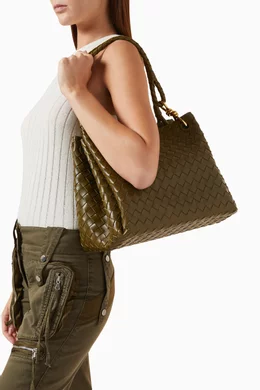 Buy Bottega Veneta Green Large Parachute Bag in Intrecciato Leather For Women Online Ounass Bahrain