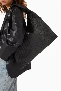 Buy Bottega Veneta Black Large Hop Shoulder Bag in Intrecciato Leather For Women Online Ounass Bahrain