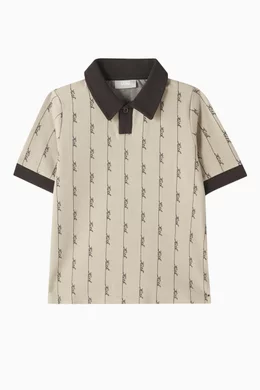 Buy Kith Neutral Monogram Script Polo Shirt in Cotton blend For Boys Online Ounass Bahrain