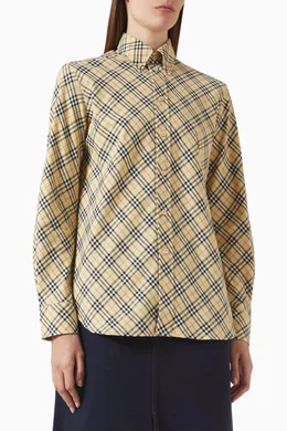 Buy Burberry Neutral Check Slim fit Shirt in Cotton For Women Online Ounass Bahrain