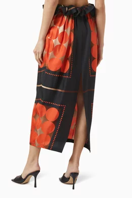 Buy Khaite Orange Lilia Printed Maxi Skirt in Twill For Women Online Ounass Bahrain
