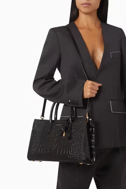 Buy Michael Kors Black Medium Scarlett Satchel Bag in Croc