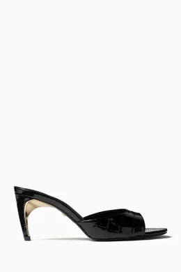 Buy Schutz Black Curve 80 Mules in Croc embossed Leather For Women Online Ounass Bahrain