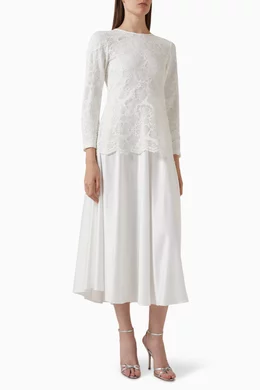 Lace panel midi dress 2025