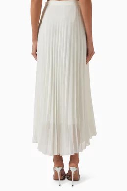Long white pleated chiffon skirt sales