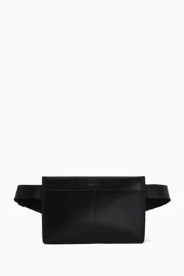 Buy Calvin Klein Black Flat Belt Bag in Leather For Men Online Ounass Bahrain