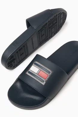 Buy Tommy Hilfiger Blue Flag Applique Pool Slides For Men Online Ounass Bahrain