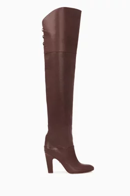 Buy Chloe Burgundy Eve Thigh High Boots in Vintage effect Leather For Women Online Ounass Bahrain