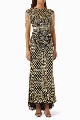 Mac duggal fringe gown online