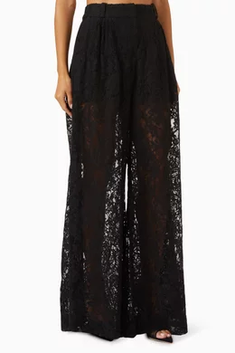 Buy Zimmermann Black Crush Wide leg Pants in Lace For Women Online Ounass Bahrain
