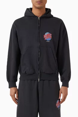 ●送料込●BALENCIAGA● Planet Earth Zip-up フーディ Buy Balenciaga Black Planet Earth Zip-up Hoodie in Archetype