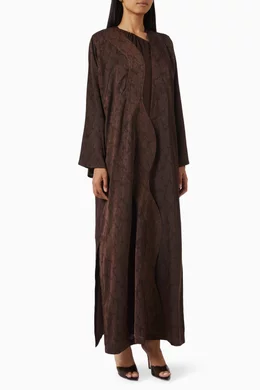 Buy Dananeer Brown Ebony Waves Abaya in Silk For Women Online Ounass Bahrain