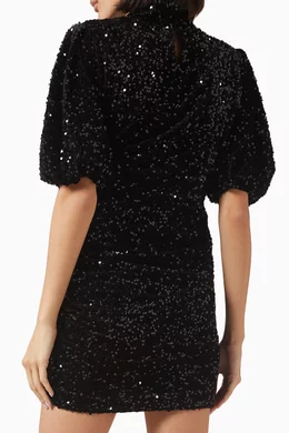Buy Maje Black Sequin embellished Mini Dress in Velvet For Women Online Ounass Bahrain