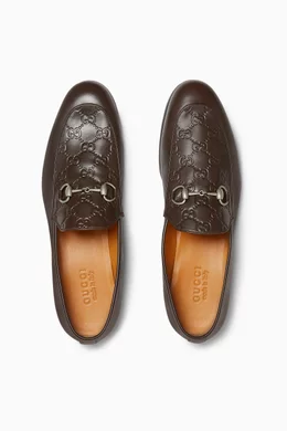 Gucci Dark Brown Embossed GG Leather Horsebit Loafers Women main image 4