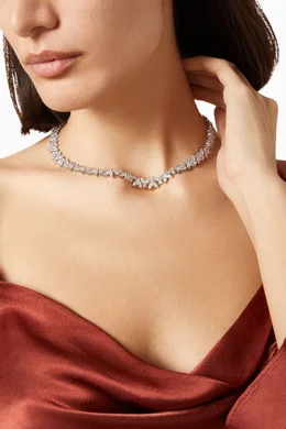 Buy CZ by Kenneth Jay Lane Silver Pear Round CZ Collar Necklace in Rhodium plated Brass For Women Online Ounass Bahrain