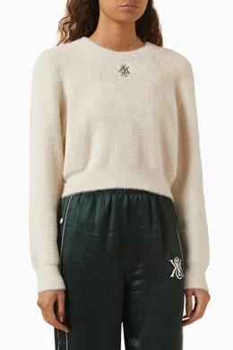 Buy Kith Neutral Mica Crest Sweater in Mohair For Women Online Ounass Bahrain