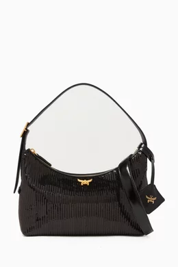 Buy MCM Black Aren Sequinned Hobo Bag For Women Online Ounass Bahrain
