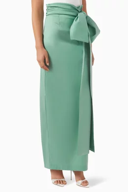 Green maxi skirt taffeta sale
