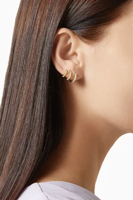 Buy Shashi Gold Katerina Triple Pave Hoop Earrings in 14kt Gold Vermeil For Women Online Ounass Bahrain