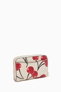Buy Coach White Small Zip Cherry print Card Case in Leather For Women Online Ounass Bahrain