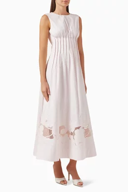 Buy Clea Pink Anika Embroidered Dress in Cotton Blend For Women Online |  Ounass Bahrain